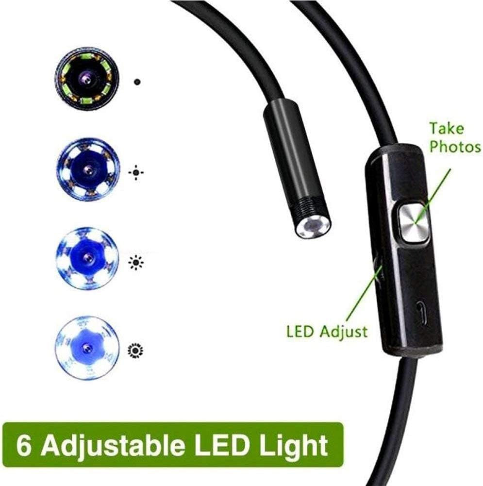 3 in 1 Endoscope Inspection Camera Borescope HD Camera Waterproof Snake Pipe Drain with 6 Adjustable Led Light Snake Cable USB Adapter for Android Phone Tablet Device(Size:1 M)