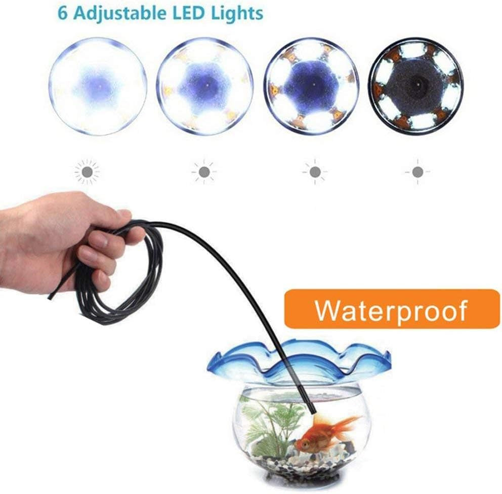 3 in 1 Endoscope Inspection Camera Borescope HD Camera Waterproof Snake Pipe Drain with 6 Adjustable Led Light Snake Cable USB Adapter for Android Phone Tablet Device(Size:1 M)